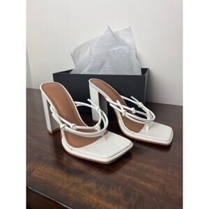 Strappy Block Heel Sandals, White, Size 7 - Gabrielle Union x FTF